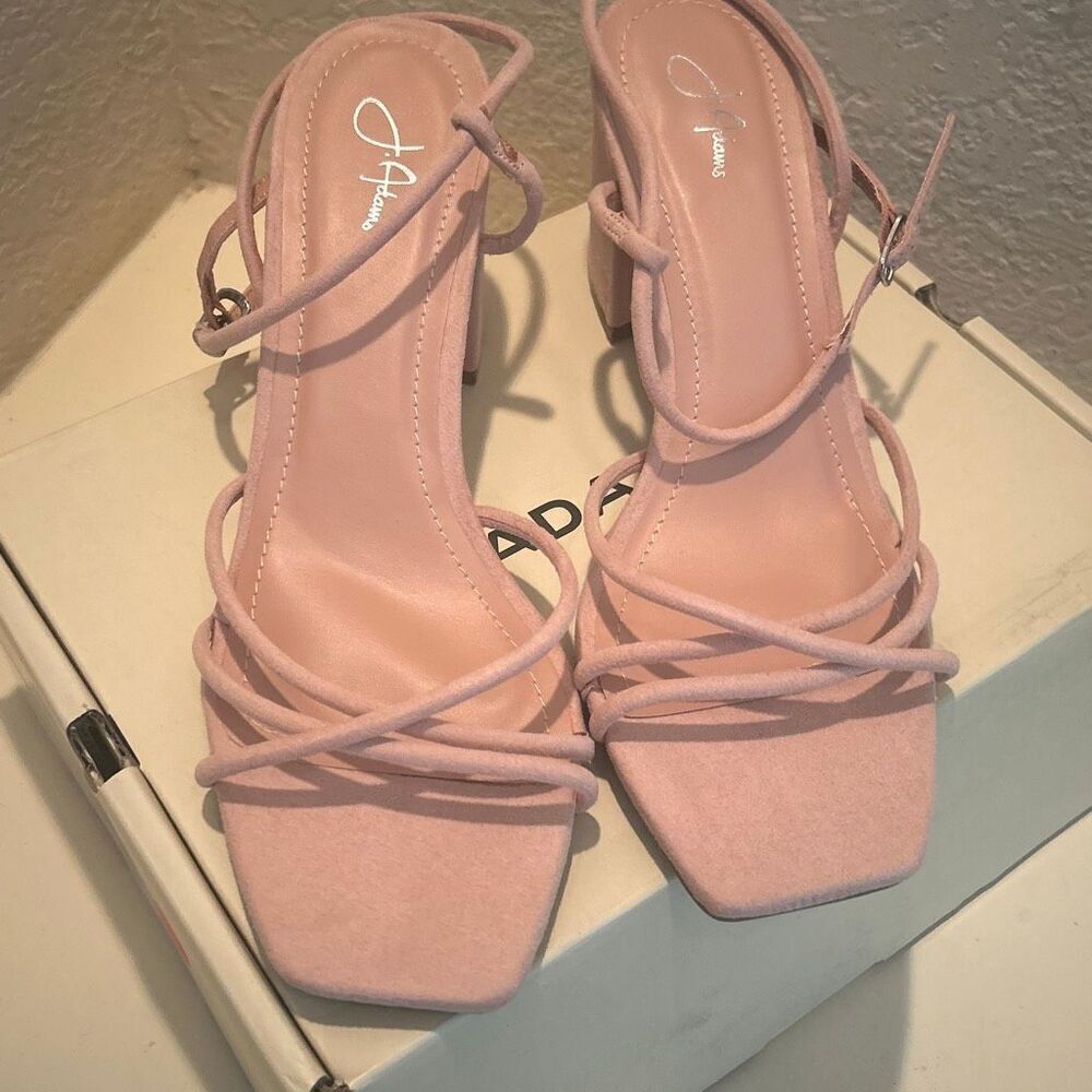 J Adams Size 10 Camila Strappy Sandal Heels Pink Suede Special Occasion Prom